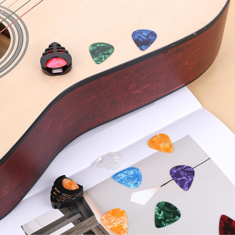 Styquenzer 24pcs Guitar Picks with Holder, Stick-on Pick Holder for Electric, Acoustic & Classical Guitars, Bass & Ukulele, 6 Pick Holders, 18 Picks, Black, Plastic - Image 4